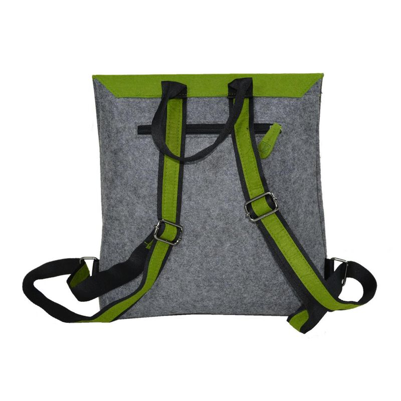 Jo Luping Toetoe White On Green Light Grey Ecofelt Backpack image number 1